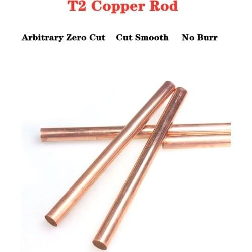 100mm T2 Copper Rod Pure Red Coppers Solid Round Bar Rods Brass Stick Milling Welding Metalworking Metal Processing DIY