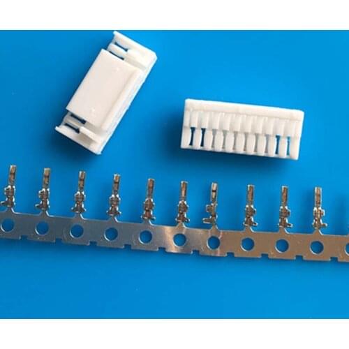 Set GH1.25 pitch 10p Plastic Shell with 10 Terminals With Snap Plastic shell 10 Holes white