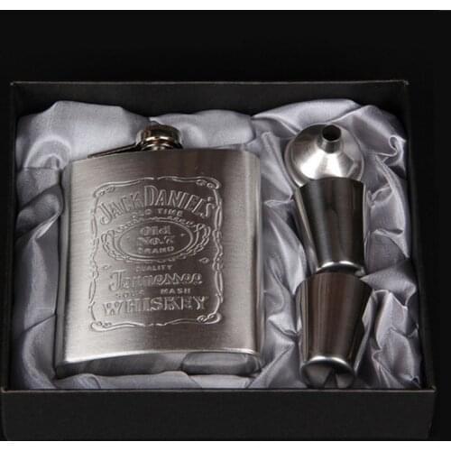 4Pcs Set Flagon 7oz Portable Stainless Steel Hip Flask Whiskey Wine Pot Set With Bottle Funnel Cup Travel Tour Classic Drinkware