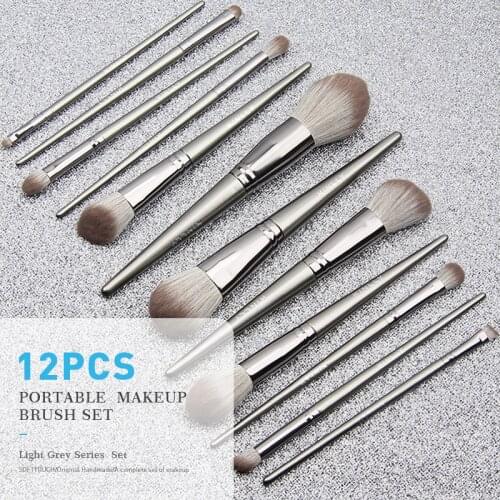 Makeup Brushes Sets Silver Series 12PCS Soft Hair Eye Shadow Blush Highlight Eyebrow Powder Cosmetics Brushes Beauty Tools