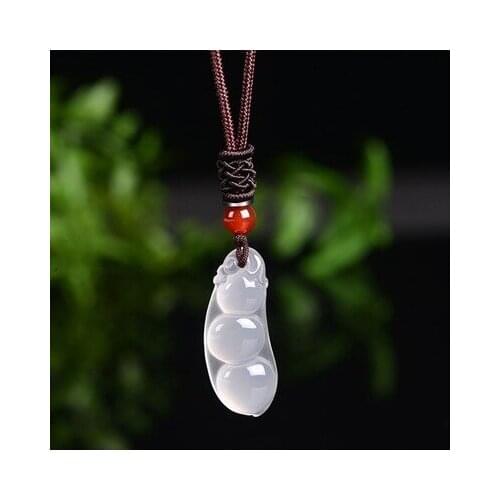 Natural Agate Chalcedony White Ice Peas Pendant, Exquisite Jewelry, Best Gift for Men and Women