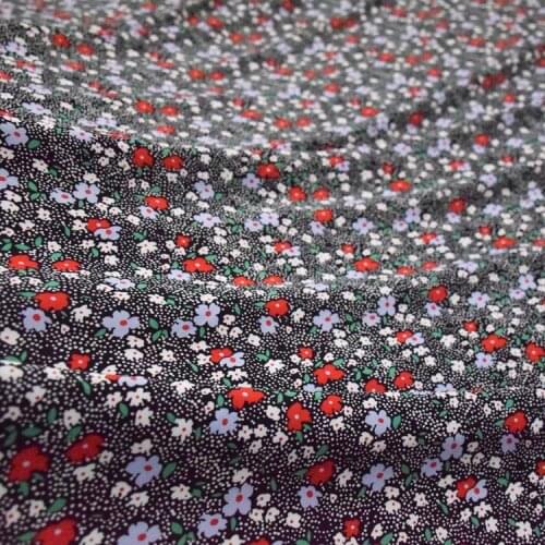 Bottom Little Floral Printed Fabric Korean Silk Chiffon Fabric Dress Shirt Womens Clothing Handmade DIY Fabric