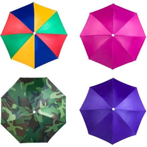 New Outdoor Umbrella Hat Novelty Foldable Sun&Rainy Day Hands Free Rainbow Folding & Waterproof Multicolor Fishing Hat Cap