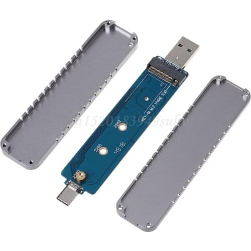 NVMe M.2 Enclosure NVMe SSD to USB 3.1 Type-C and Type-A Adapter Converter for M.2 PCI-e (M Key) SSD