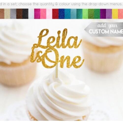 Personalized Name Cupcake Toppers Custom 1st Birthday Cupcake Toppers Birthday Party Decorations, Name is One Food toothpicks