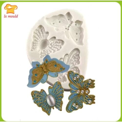 Product The Three Butterflies Sugar art Plastic Silicone Double Cake mould Exquisite fashion wholesale mold