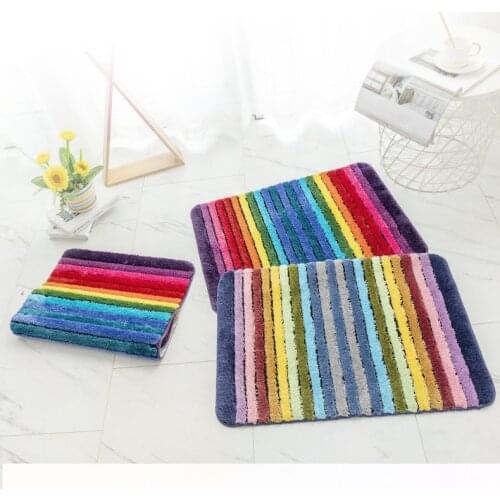 Rainbow Pattern Carpet New Thicken Non-slip Wear-resisting Water-absorption Ventilation Entrance Bathroom Kitchen Fluffy Rugs