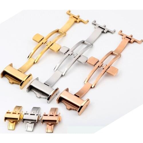 12mm 14mm 18mm Watch Strap Butterfly Buckle for Longines Watch Band Clasp Stainless Steel Rose Gold,Gold,Silver Watchband Part