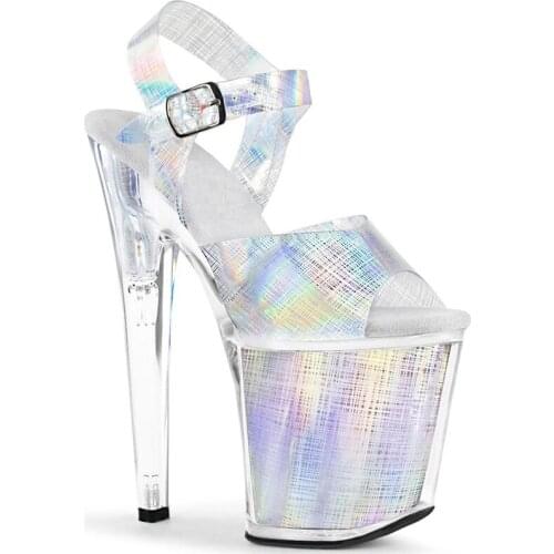 Women Sandals 20CM Thin High Heels Sandals Chaussures Femme Patent Leather Buckle Strap waterproof Party Wedding shoes woman