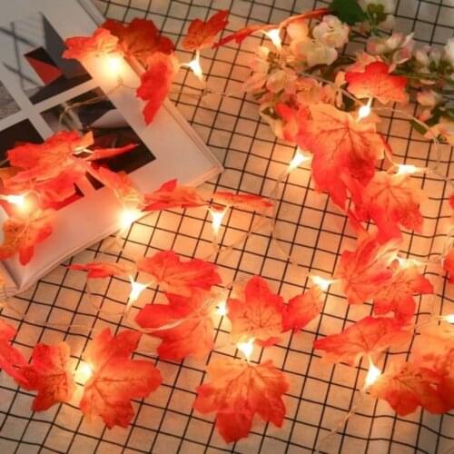 20 LED Maple Leaves Fairy Lights - 2M / 6.8 Feet - Fall Garland, Harvest Autumn Decoration Lights 3 AA Battery Operated