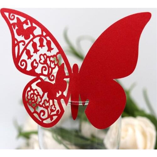 50Pcs/Set Wedding Supplies Butterfly Name Place Card Holder Wedding Party Table Wine Glass Decoration Party Event Seat Marker