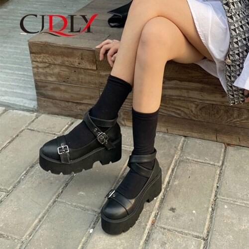 CJDLY College Student Shoes Girl Lolita Shoes Jk Uniform Pu Leather Platform Heels Ankle Strap Womens Pumps 2020 New Spring