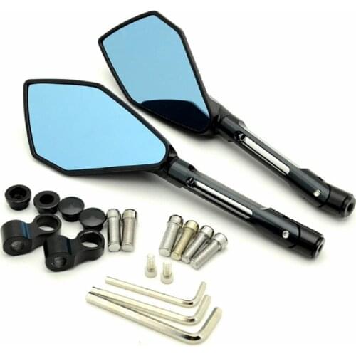 General Purpose Motorcycles CNC Aluminum Rear View Mirror Blue Glass Side Convex Mirror For Yamaha Honda Kawasaki Vespa Suzuki