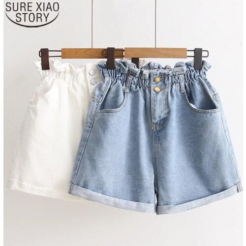 High Waist Jeans Shorts Plus Size Women Blue Denim Loose Shorts 2021 Summer Korean Elastic 2021 Wide Leg Short Ladies 9511