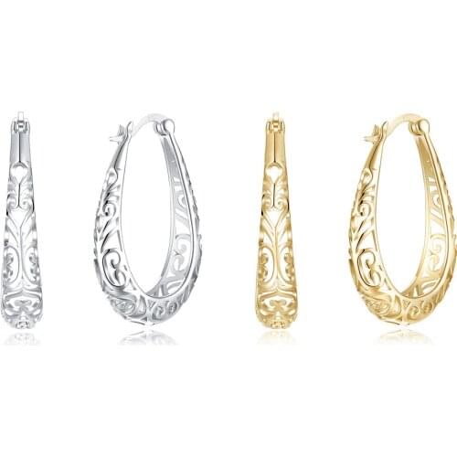 Hollow Pattern Earrings Authentic 925 Sterling Silver Hoop Earrings For Women Vintage Earing Fine Jewelry Kolczyki Pendientes