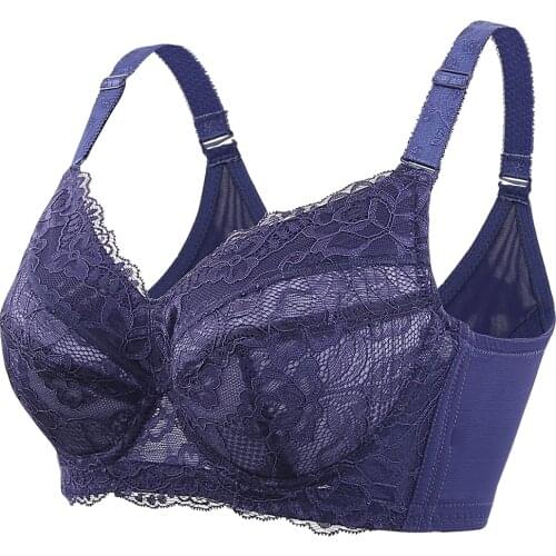 Womens Full Figure Lightly Lined Underwire Lace Balconette Bra 34 36 38 40 42 44 46 48 B C D E F G H