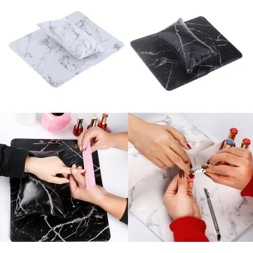 1 Set PU Leather Soft Hand Cushion Pillow & Foldable Pad Nail Art Arm Rest Holder - White / Black Option