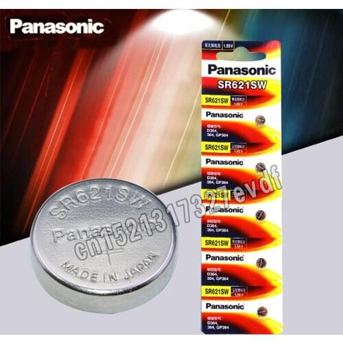 100% Original Panasonic 5pcs SR621SW Silver Oxide for Watch 6.8mm*2.1mm AG1 364 164 D364 L621 GP364 Button Cell Coin Batteries