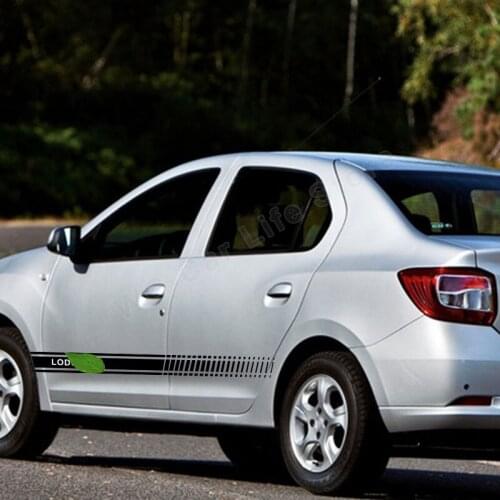 2 Pcs Car Side Stickers for Dacia Lodgy Cars Racing Sports Long Stripe Sticker Vinyl Film Auto Accessories