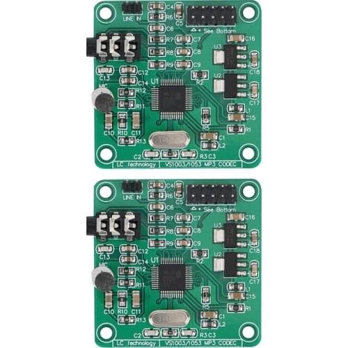 2PCS VS1053 MP3 Module Audio Decoder Encoding Board SPI Interface with Voice OGG WAV Recording Function for Microphone