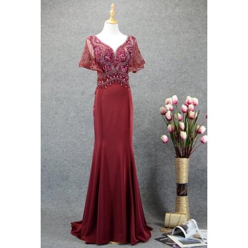 2021 Muslim Luxury Hand Work Evening Gowns High-Neck Women Beads Party Formal Dress