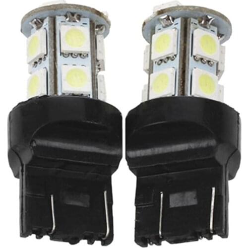 2x Auto Lamp Bulb T20 7443 13 SMD LEDs 5050 Hyper White Light 12v
