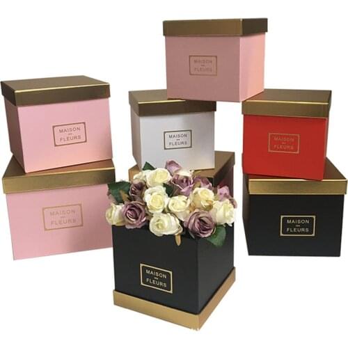 3pcs/set Gold color cover Square flower packing box Christmas thanksgiving gift box ,Valentiness day gift box 2020 New design