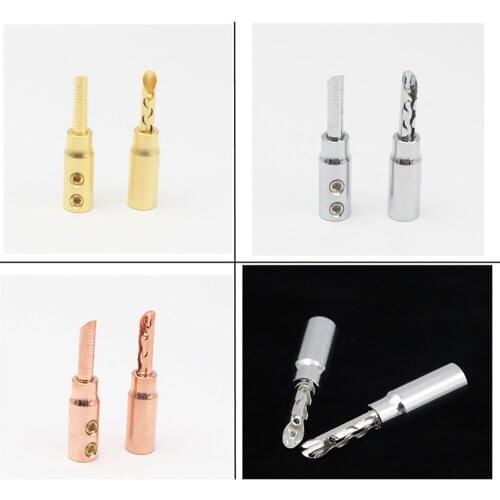 4PCS High quality Pure Red Copper Banana Connector Terminal Plug connector 5MM for Speaker DIY