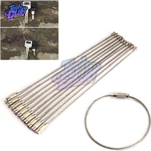 5PCs Stainless Steel Wire Rope Key Chain EDC High Quality Wire Key Chain Carabiner Cable Key Ring Outdoor Hiking Key Holder