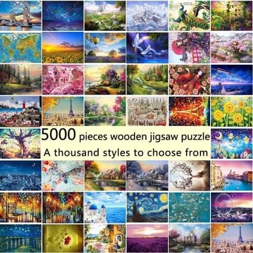 5000 pieces of wooden jigsaw and various patterns optional adult decompression childrens educational toys gifts DIY decorative