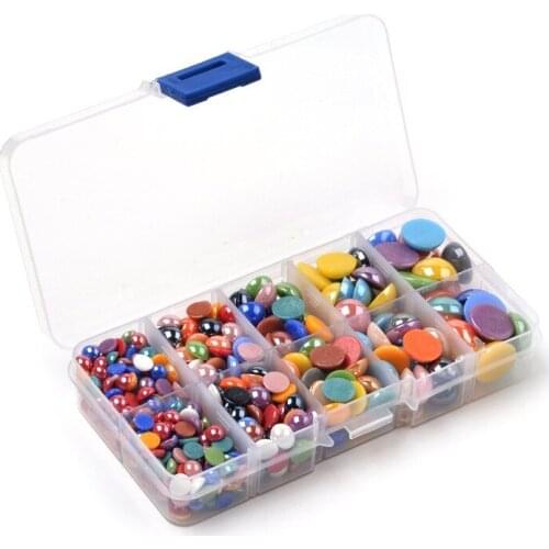 600pcs/box 6 8 10 12 14mm Mixed Half Round/Dome Pearlized Glass Cabochons Mixed Color for Jewelry Making DIY Craft Decoration