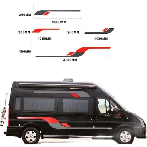 Car Sport Stripes Graphics Vinyl Stickers Auto Body Both Side Decor Decal For Motorhome Caravan Travel Trailer Camper Horsebox