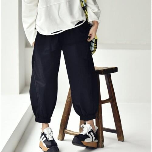 MICOCO K7262C Simple design three - dimensional tailoring comfortable elastic waist nine - minute lantern casual pants