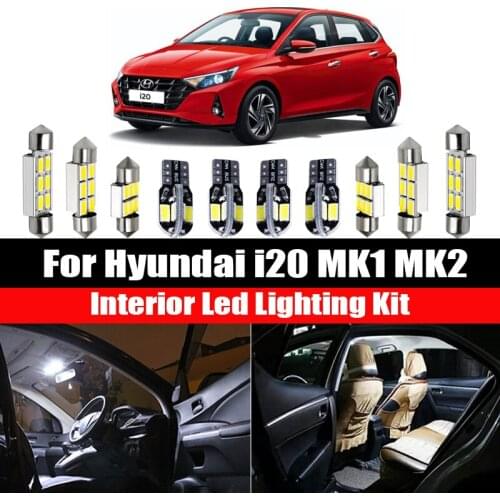 For Hyundai i20 MK1 MK2 PB GB IB 2008-2019 Canbus Car LED Interior Dome Map Reading Light Kit Vehicle Bulbs License Plate Lamp