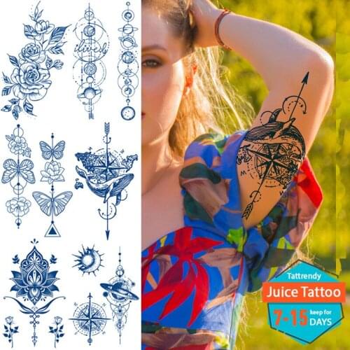 Long Lasting Tattoo Juice Ink Safe Body Painting DIY Temporary Tattoos Water Transfer Sexy for Women Men Arm Sleeve Shoulder
