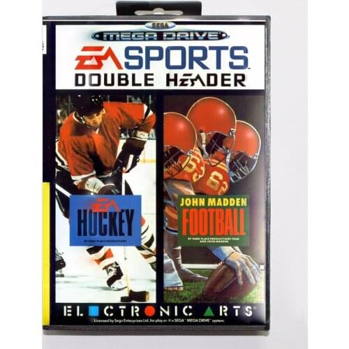 EA Sports Double Header Game Cartridge 16 bit MD Game Card With Retail Box For Sega Mega Drive For Genesis