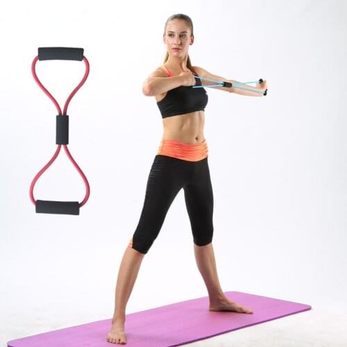 Women Gym Elastic Fitness Resistance Band Expander Workout Exercise Pilates Yoga Stretch Tube Rope Sport Equipment