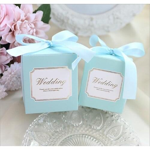 European Simple Atmosphere Cube Candy Boxes Baby Shown Favors Gift Bag Wedding Party Favors Supplies Gift Packing Box