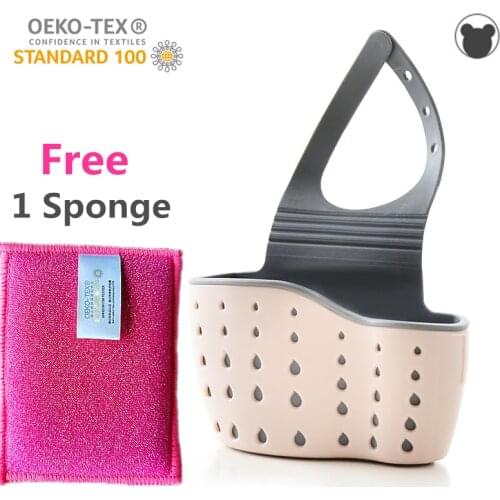 Brand sponge holder Suction Cup Sink Shelf Soap Brush Drain Rack Kitchen Storage Tool With 1PCS Microfiber Dish Cleaning Sponge