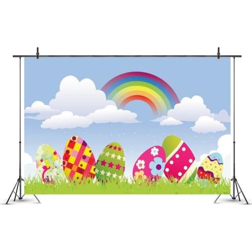 Easter Backdrop Rainbow and Eggs Photography Background Photo Booth Studio Decor