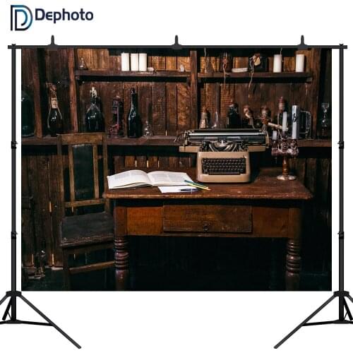 DePhoto Old typewriter Desk chair indoor Scene Photography Backgrounds Customized Photographic Backdrops For Photo Studio