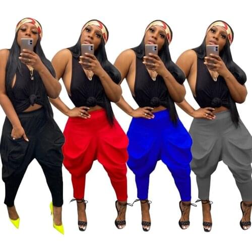 HAOYUAN Casual Loose High Waist Stacked Hippie Pants Women Summer Stretch Joggers Lantern Pants Bottoms Harem Pencil Trousers