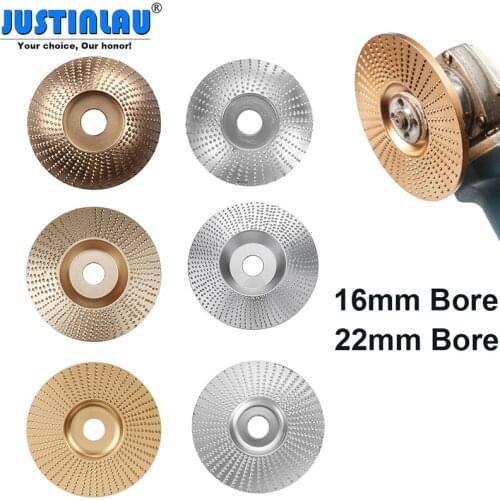 JUSTINLAU Wood Angle Grinding Wheel Abrasive Disc Angle Grinder Carbide Coating 16mm/22mm Bore Shaping Sanding Carving Tools