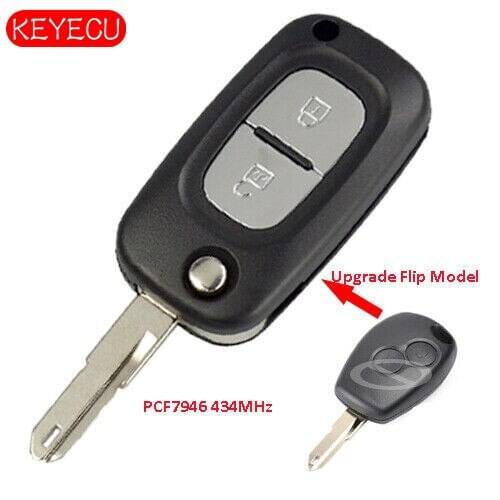 Keyecu Flip Remote Key Fob 2 Button 434MHz PCF7946 for Renault Clio Kangoo Modus Master 2006-2012