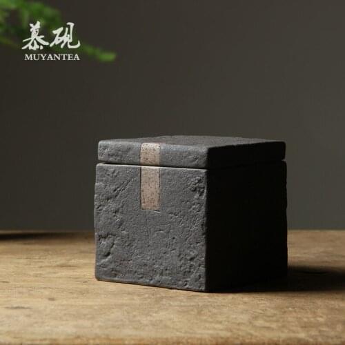 Handmade Chinese Tea Caddies Ceramic Vintage Portable Storage Container Smell Proof Tea Caddies Theedoos Kitchen Teaware DB60CY