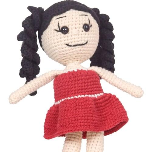 Teddy Doll Girl 25 cm, Handmade Amigurumi Fiber Stuffed Cute Toy Knit Crochet Doll, high Quality Cotton Yarn, Safe Ba