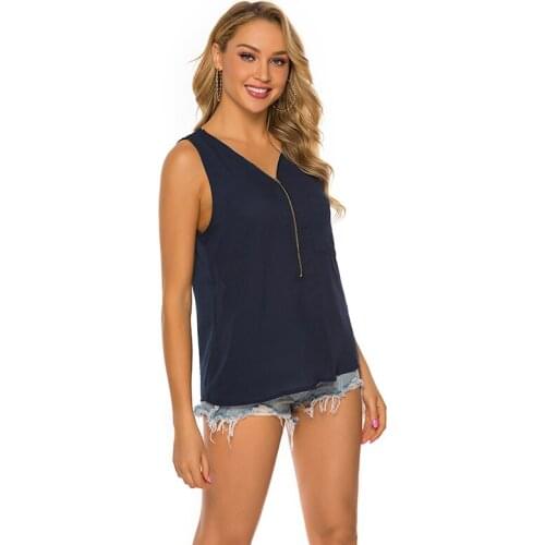 Womens Tanks Top 2021 Female Models non-slip Shirt V-neck Sexy Camisole Vest Blue Black Ladies Short Pocket Tank For Femme