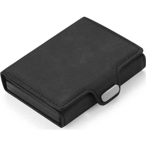Fashion Pu Leather Hasp Trifold Men Magic Mini Wallet Magnet Inside Separate Aluminum RFID Business Credit ID Bank Card Holders