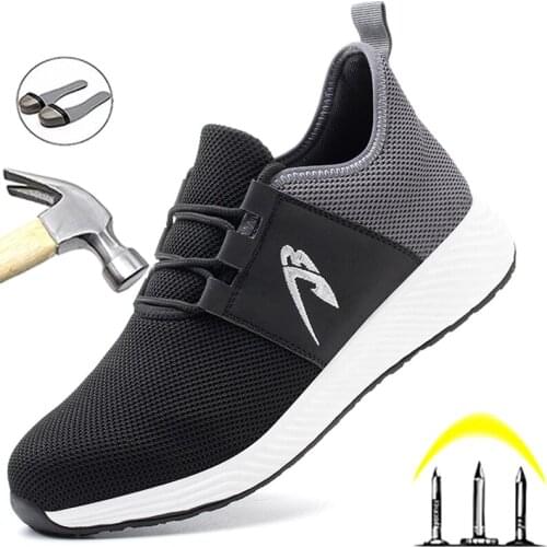 New 2021 Sport Safety Shoes Men Fashion Work Shoes Anti-puncture Protective Shoes Anti-slip Wear-resistant Steel Toe Shoes Male