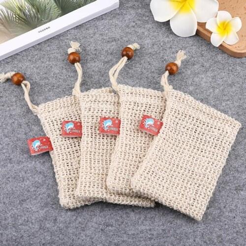 Shower Bath Foaming Natural Cotton and linen Handmade soap bag Sisal Shower Soap Bag LX8136